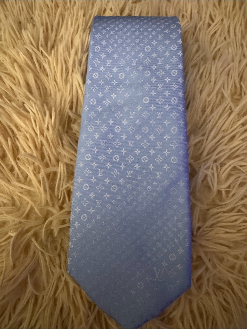 Louis Vuitton Light Blue Monogram Silk Tie